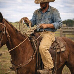 Schaefer Ranch Hand Dungarees 38X34 Tan 100% Heavy Cotton Made In USA NWOT